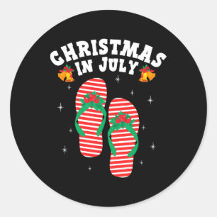 Christmas In July Summer Flip Flops Beach Vacation Classic Round Sticker