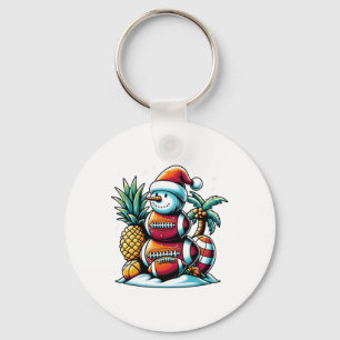 Christmas In July Summer Footll Snowman Funny Chri Key Ring