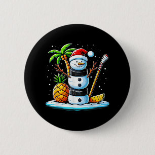 Christmas In July Summer Hockey Snowman Funny Chri 6 Cm Round Badge