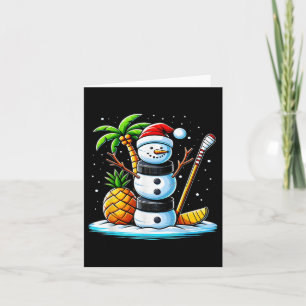 Christmas In July Summer Hockey Snowman Funny Chri Card