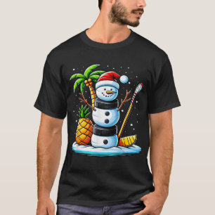 Christmas In July Summer Hockey Snowman Funny Chri T-Shirt