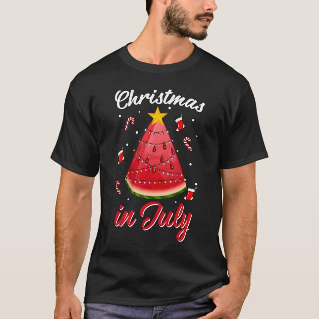 Christmas In July Summer Melon Christmas Tree Summ T-Shirt (Front)
