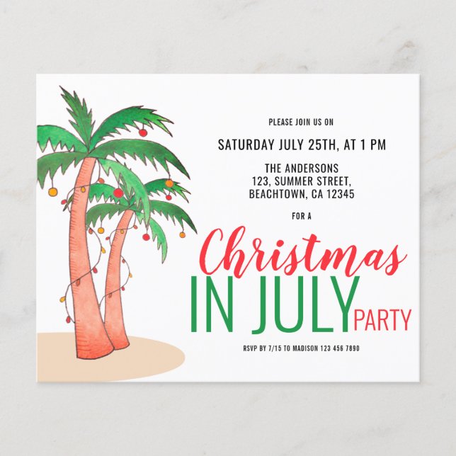 Christmas in July Summer Party Flyer (Front)