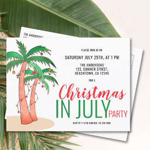 Christmas in July Summer Party Invitation Postcard