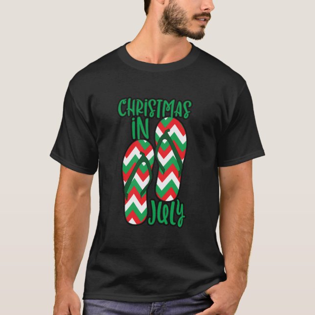 Christmas In July Summer Sandals Xmas Beach Surf T-Shirt (Front)