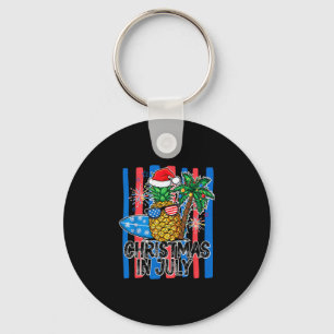 Christmas in july summer santa hat flag america key ring