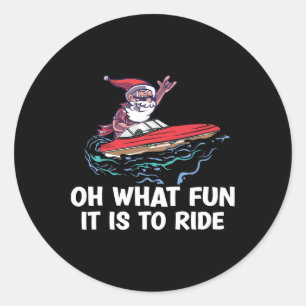 Christmas In July Summer Santa On Beach Boating  Classic Round Sticker