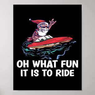 Christmas In July Summer Santa On Beach Boating  Poster