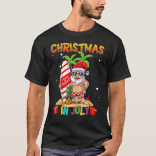 Christmas In July  Summer Santa Surfing Beach Vaca T-Shirt