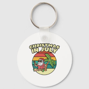 Christmas In July Summer Santa Vintage Xmas Men Wo Key Ring