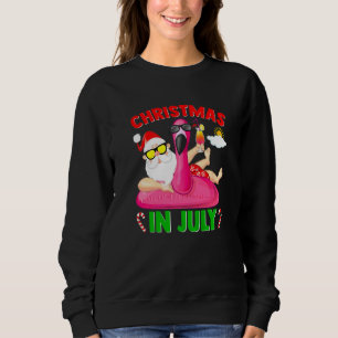 Christmas In July Summer Swimming Fun Santa Claus  Sweatshirt