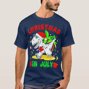 Christmas In July Summer T Rex Dinosaur Merry Chri T-Shirt