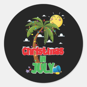 Christmas In July Summer Vacation Beach Xmas Holid Classic Round Sticker