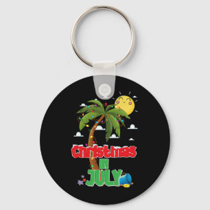 Christmas In July Summer Vacation Beach Xmas Holid Key Ring