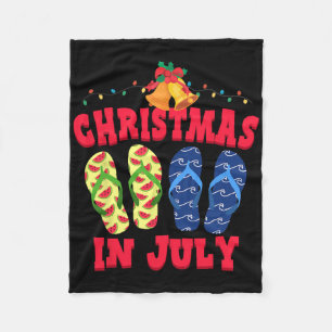 Christmas In July Summer Vacation Flip Flops  Fleece Blanket