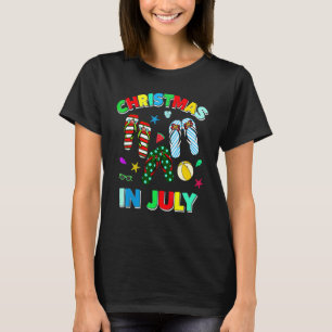 Christmas In July Summer Vacation Hawaii Beach Fli T-Shirt