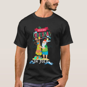 Christmas in July Summer Vacation July Xmas Beach  T-Shirt