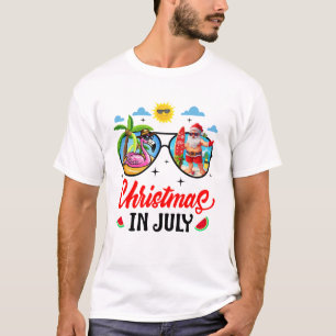 Christmas In July Summer Vacation Sunglasses Santa T-Shirt