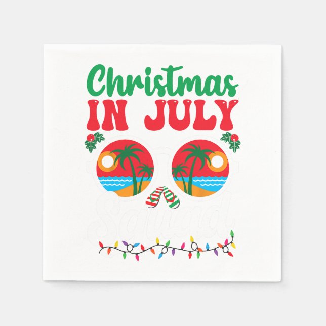 Christmas In July Summer Watermelon Xmas Tree Men  Napkin (Front)