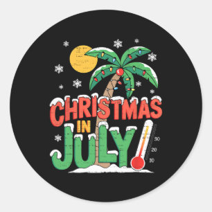 Christmas In July Summer Xmas Beach Vacation Men W Classic Round Sticker