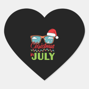 Christmas in july sun glasses with santa hat heart sticker