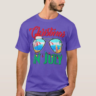 Christmas in July Sunglasses, hats, Santa beach  T-Shirt