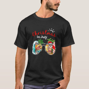 Christmas In July Sunglasses Hawaiian Santa Beach T-Shirt