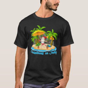 Christmas In July Sunglasses Santa Beach Summer Su T-Shirt