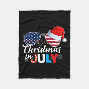 Christmas In July Sungles American Flag 4th Of Jul Fleece Blanket
