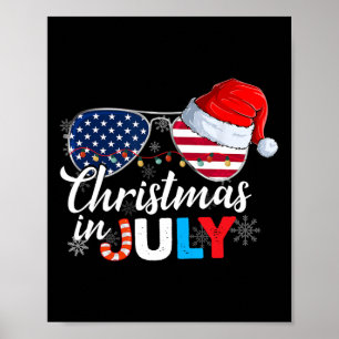 Christmas In July Sungles American Flag 4th Of Jul Poster