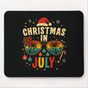 Christmas In July Sungles Beach Santa Hat Men Wome Mouse Pad