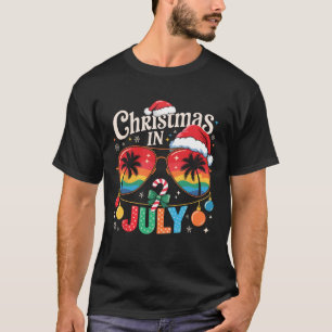 Christmas In July Sungles Beach Santa Hat Men Wome T-Shirt