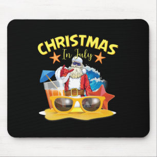 Christmas In July Sungles Funny Santa Summer Vacat Mouse Pad