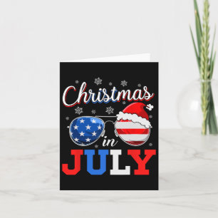 Christmas In July Sungles Santa American Flag 4th Card