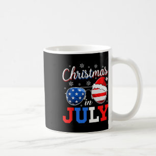 Christmas In July Sungles Santa American Flag 4th Coffee Mug