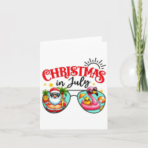 Christmas In July Sungles Santa Flamingo Summer Va Card