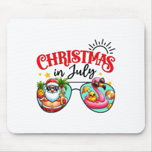 Christmas In July Sungles Santa Flamingo Summer Va Mouse Pad