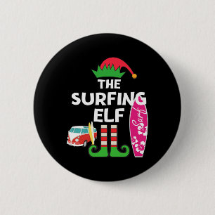 Christmas In July Surfing Elf Summer Beach Vacatio 6 Cm Round Badge