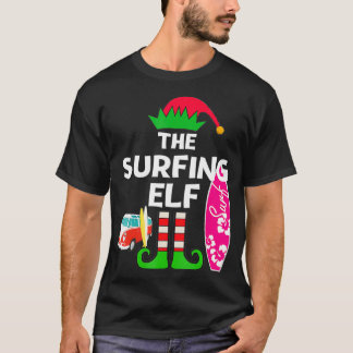 Christmas In July Surfing Elf Summer Beach Vacatio T-Shirt