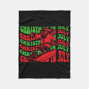 Christmas In July Surfing Funny Groovy Surfing San Fleece Blanket