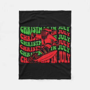 Christmas In July Surfing Funny Groovy Surfing San Fleece Blanket
