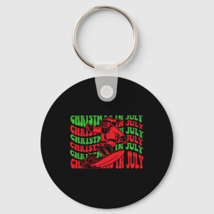 Christmas In July Surfing Funny Groovy Surfing San Key Ring