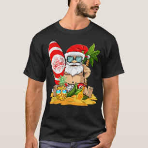 Christmas In July Surfing Funny Santa Summer Beach T-Shirt