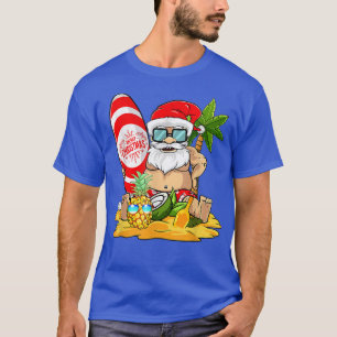 Christmas In July Surfing Funny Santa Summer Beach T-Shirt