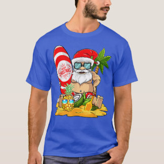 Christmas In July Surfing Funny Santa Summer Beach T-Shirt