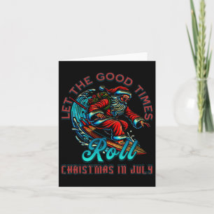 Christmas In July Surfing Santa Claus Beach Xmas S Card
