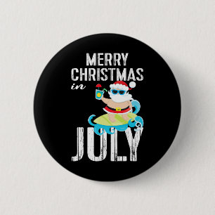 Christmas In July Surfing Santa Tropical Shirt  6 Cm Round Badge