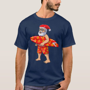 Christmas in July Surfing Santa With Summer Hawaii T-Shirt