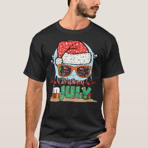 Christmas In July T Funny Santa Summer Beach Vaca T-Shirt