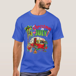 Christmas in July T  Funny Santa Summer Camping  T-Shirt